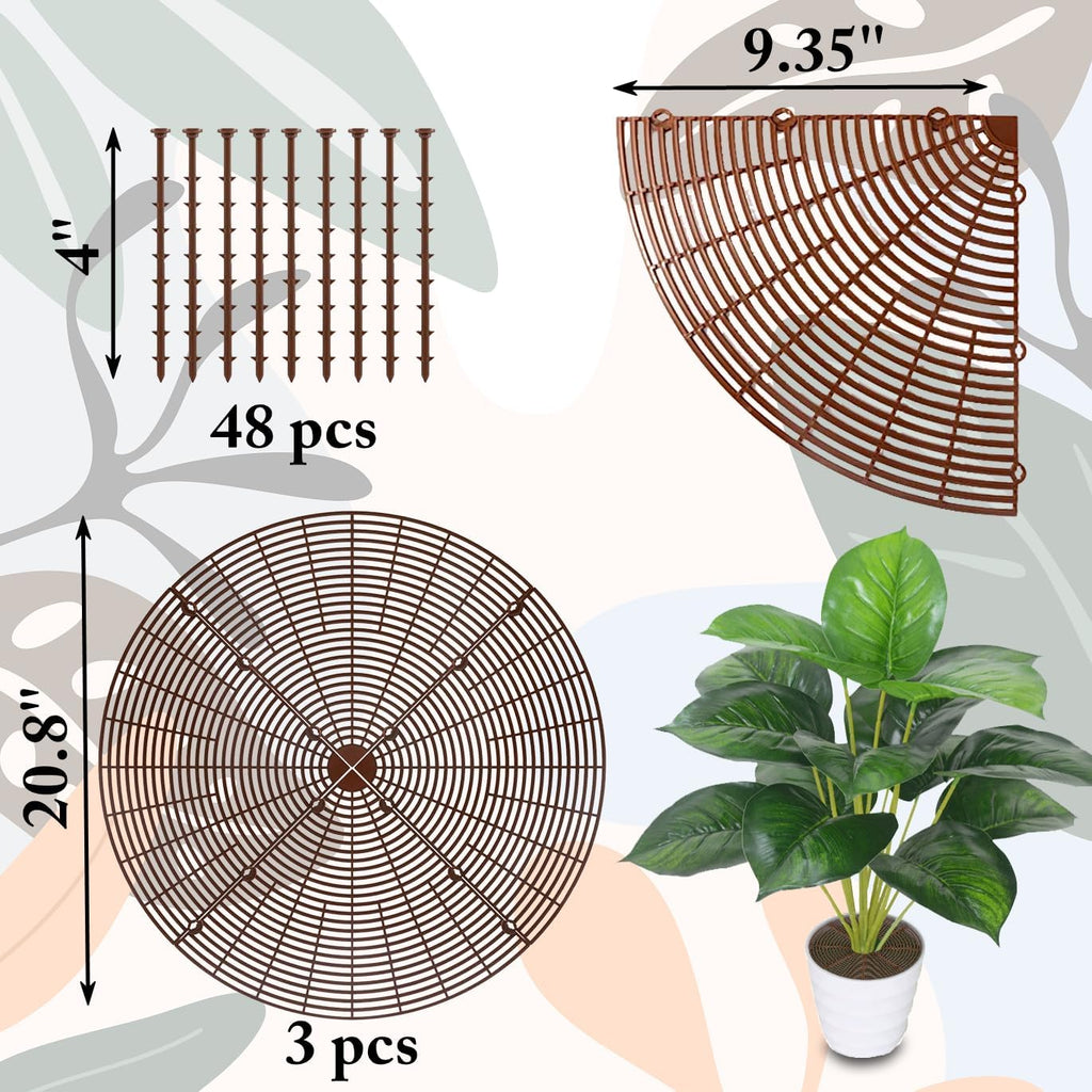 Z metnal Plant Pot Grid 20.8", 3 Pcs Cuttable Grid Plant Soil Cover, Plastic Grid Plant Pot Cover, Flower