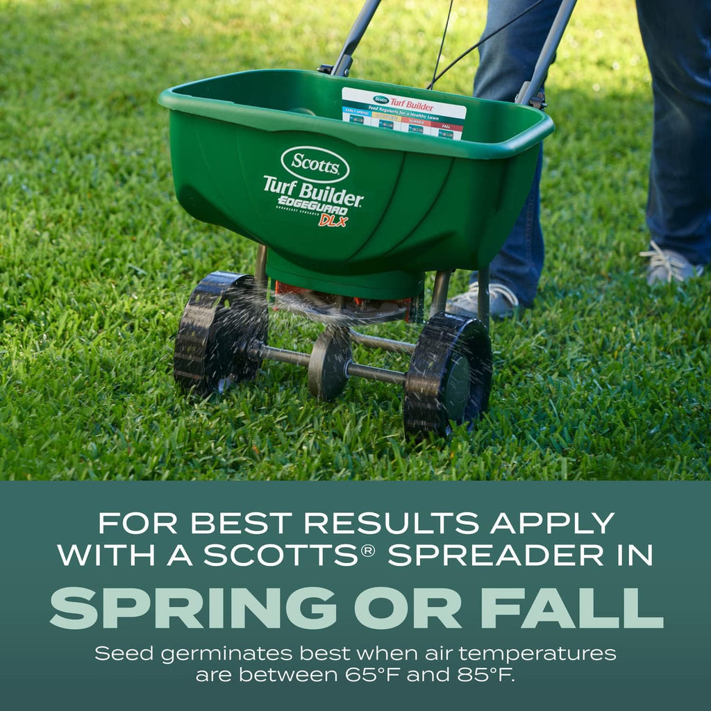 Scotts Turf Builder Grass Seed Dense Shade Mix, 5.6 lbs. | Grass Seed Plus Lawn Fertilizer & Soil Improver, Grows With