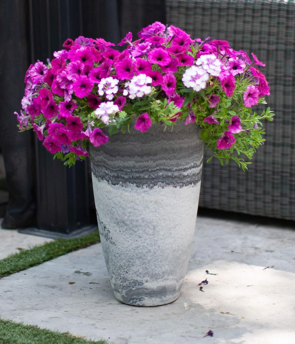 Algreen Products Acerra Composite Vase Planter with Drainage Hole, Decorative Texture, Removable Plug for Lawn and