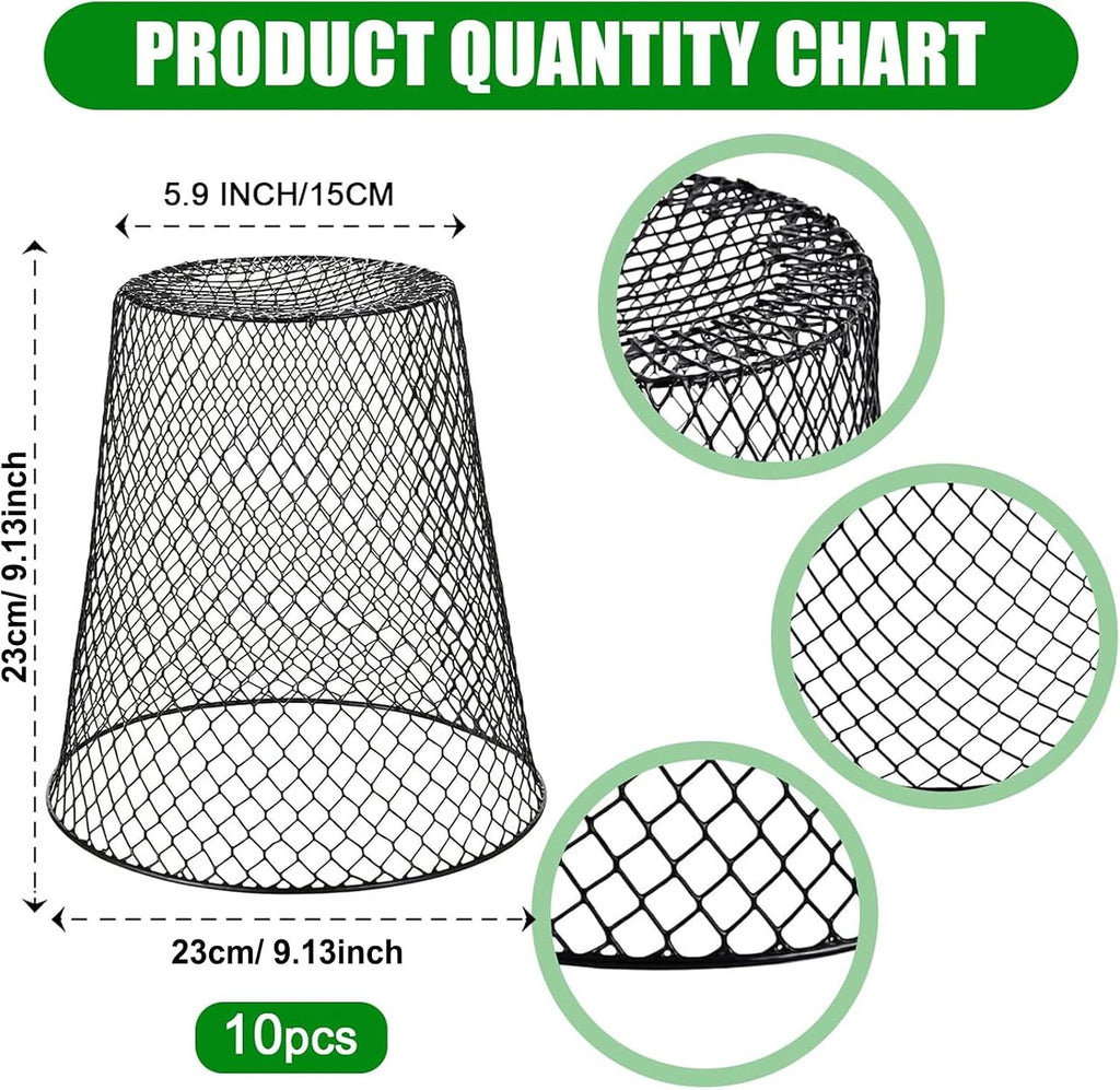 10 Pack 9.13"×9.13" Chicken Wire Cloche Plant Covers - Garden Plant Cloche Metal Heavy Duty Plant Protectors from