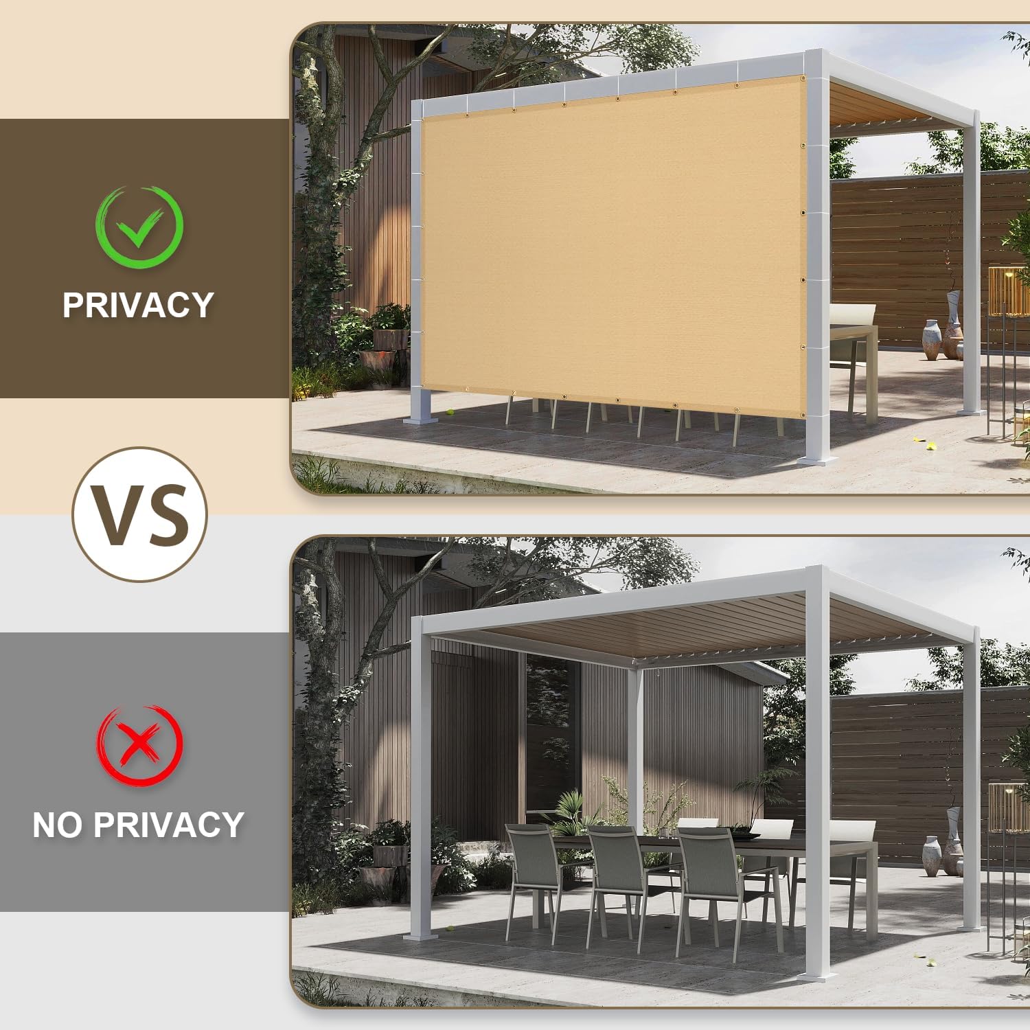 LOVE STORY 8x12 FT Sun Shade Cloth with Grommets for Patio, Sand | HDPE Fabric, 95% UV Block, Shade Cover for Outdoor