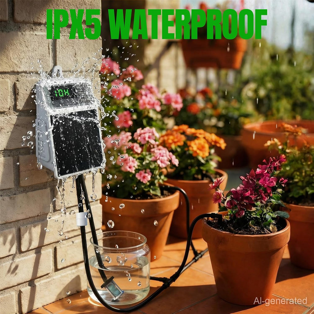 Solar Automatic Drip Irrigation System,Auto Self Watering Kit with Timer | Solar Powered Watering Device for Pots