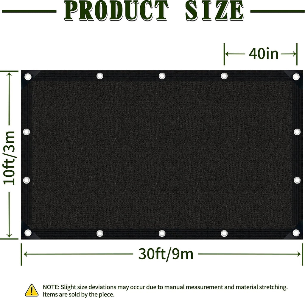 40% Shade Cloth 10×30FT HDPE Mesh Net with Grommets for Garden | UV resistant sun shade for greenhouse, patio & yard