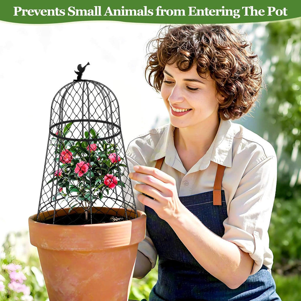 6 Pack Plant Protectors from Animals, Garden Cloches for Plants, Rustproof Chicken Wire Cloche Plant Cages to Keep
