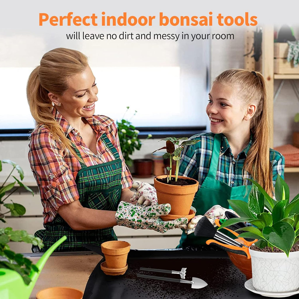 Bonsai Tools Set, 20 Pcs Gardening Succulent Tree Indoor Beginner Tool Kit, Include 262 Feet Bonsai Wire, 29.5"x29.5"