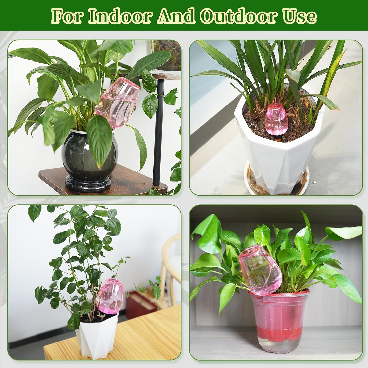 6pcs Plant Self Watering Globes, Plastic Water Bulbs Top Fill, 12.3 oz Plant Watering Devices System Slow Release