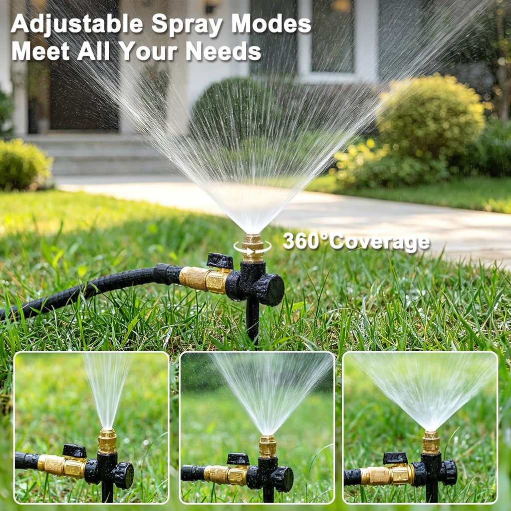 FANHAO 3-Pack Heavy-Duty Metal Lawn Sprinkler with Spike Base, 360° Adjustable Garden Water Sprinkler for Lawn
