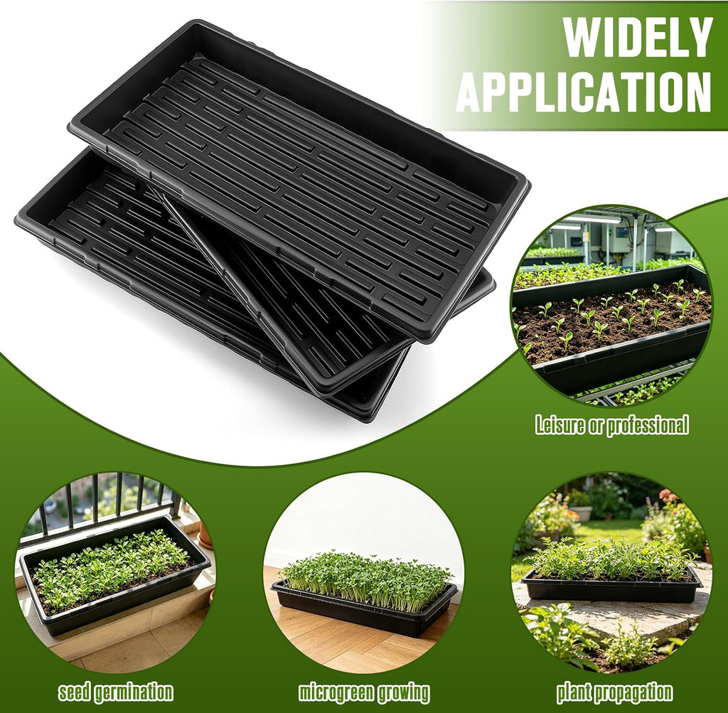 CMOOD 10 Pack 1020 Trays Heavy Duty Extra Thick Seed Starting Trays, Plant Trays for Seedlings, Plant Germination