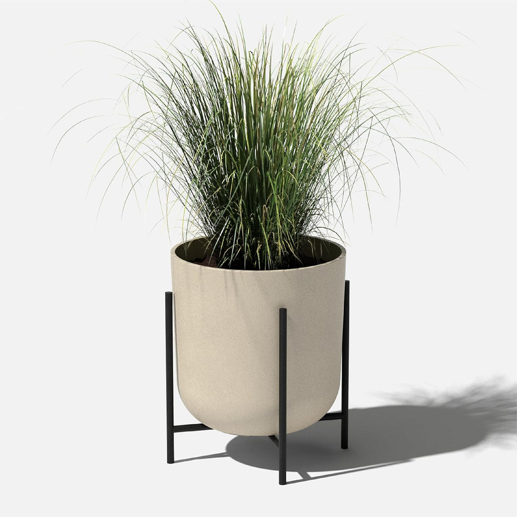 Veradek Mason Series Raised Lima Planter - Round Planter with Stand | Made From a Durable Plastic-Stone Composite &