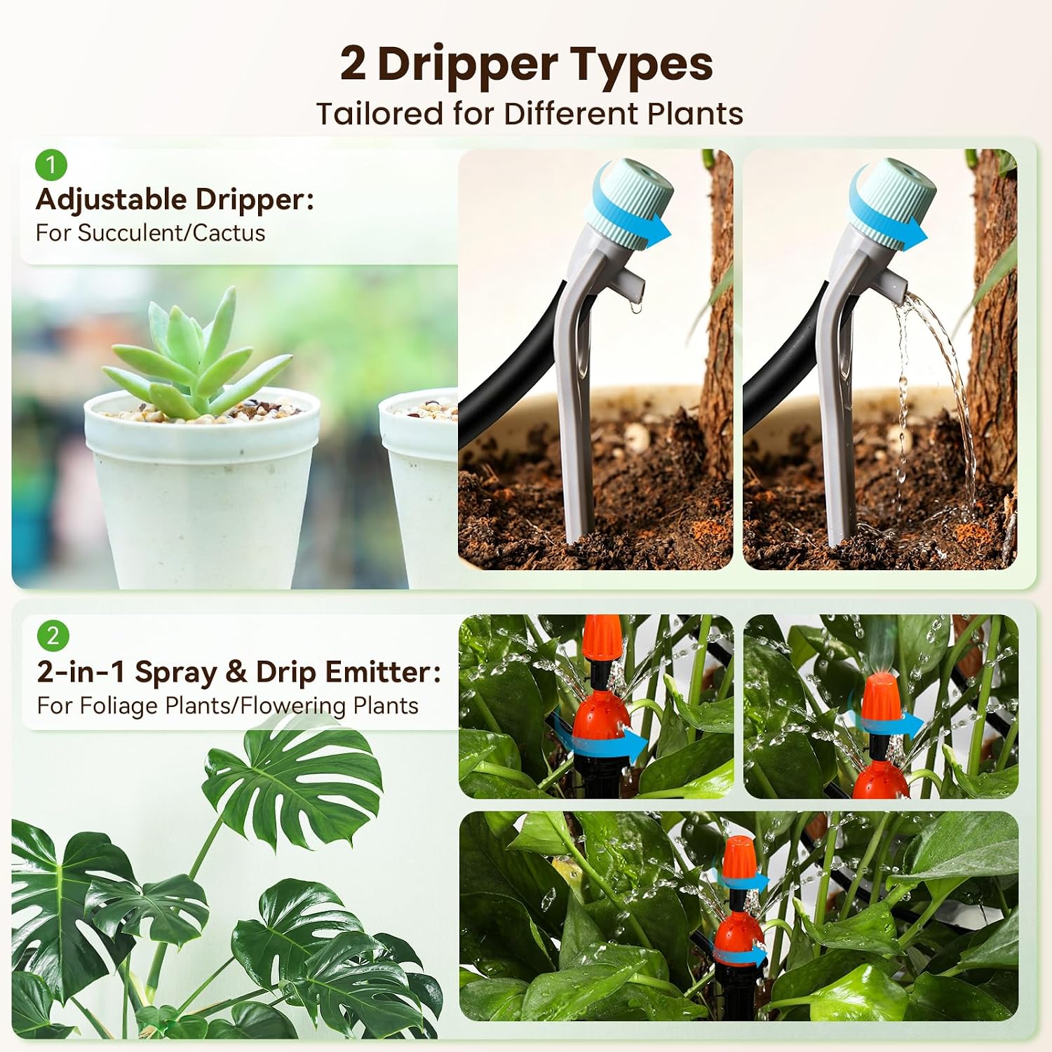 Dual Pump Indoor Plant Watering System for 20 Potted Plants | Dual Zoned Custom Watering, Upgraded 2-in-1 Spray & Drip