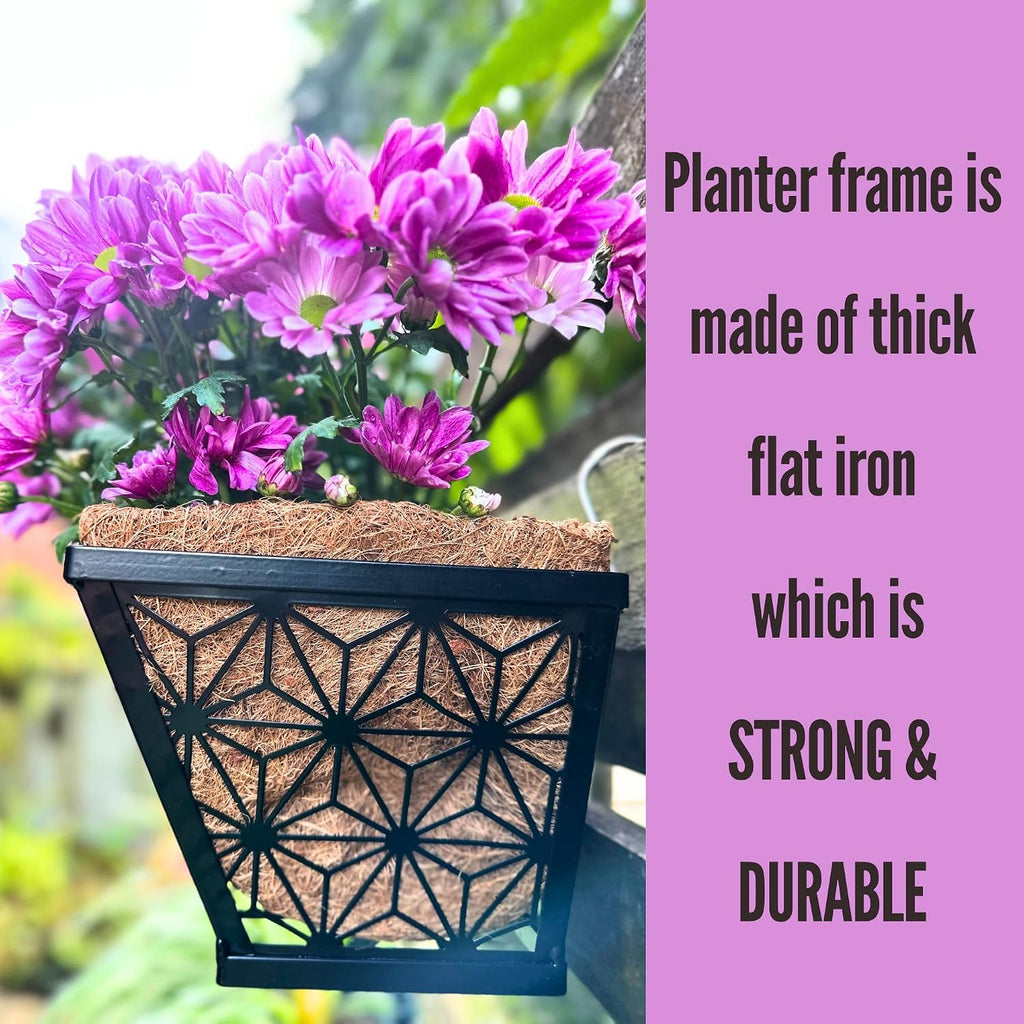 LaLaGreen Window Boxes Planter for Outdoor Plants (4 Pack, 12 Inch) Black Metal Small and Cute Rectangular Flower Pot