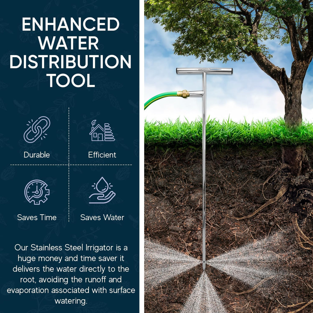 Varomorus Stainless Steel Deep Root Feeder for Tree Watering Spike Tool Irrigation for Outdoor Plants System Wand