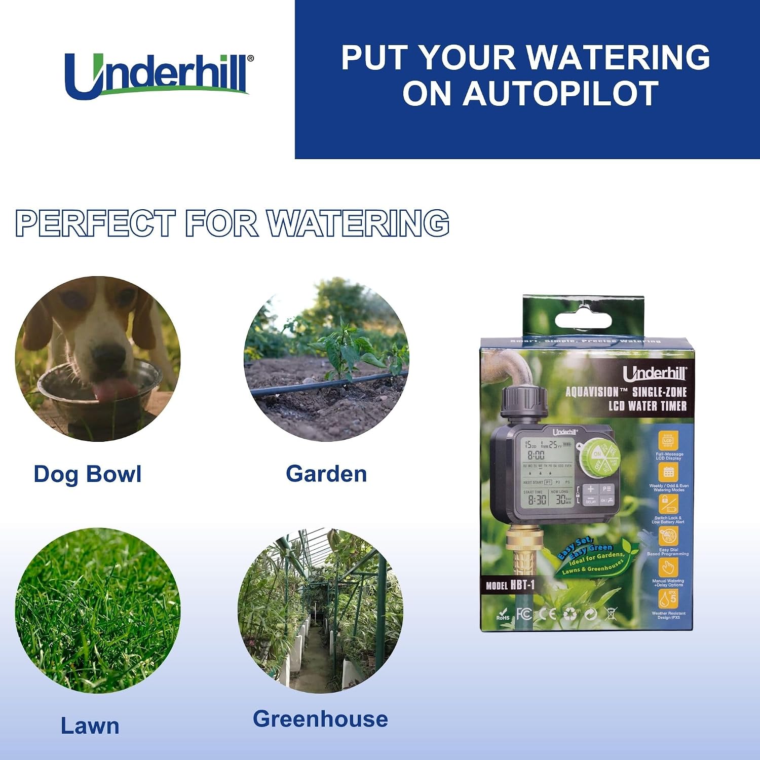 AquaVision Digital Hose Timer, Dual Zone Automatic Garden Water Timer with LCD Display, Programmable Irrigation