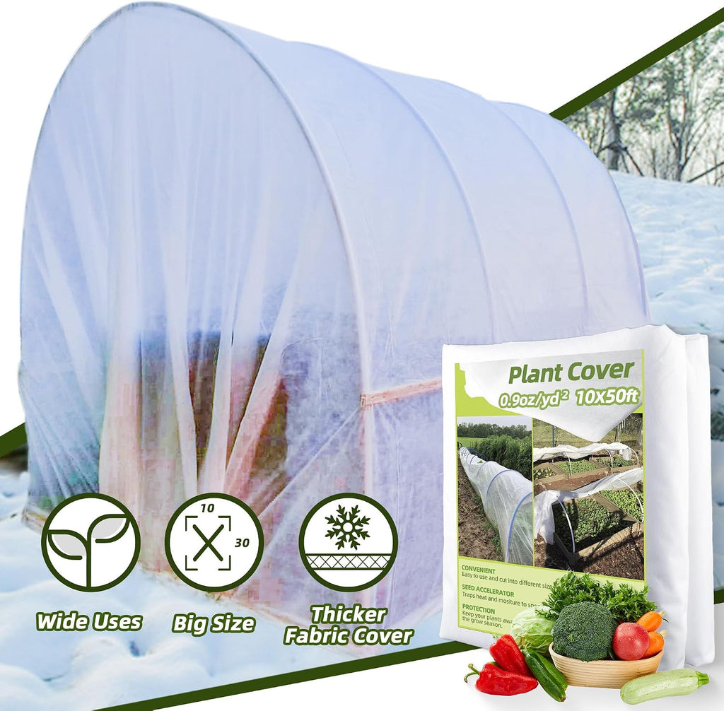 CJGQ 10x50ft Plant Covers Freeze Protection Frost Cloth Blanket Floating Row Cover for Winter 0.9 oz/yd²