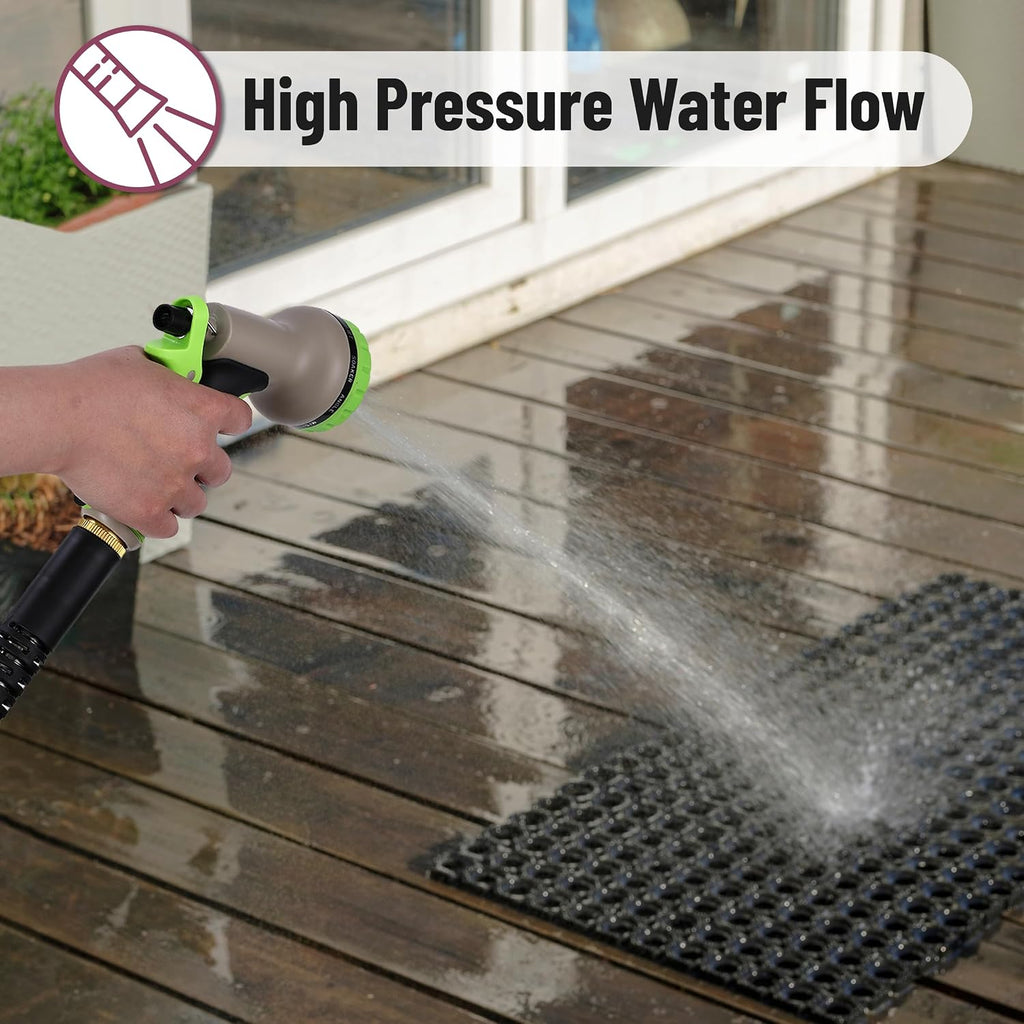 UNCO- Metal Garden Hose with 10 Functions Spray Nozzle, 100 Feet, No Kink | Stainless Steel, Durable Flexible Water