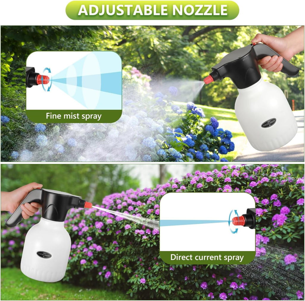 Electric Plant Spray Bottle 0.5 Gallon / 2L White | Adjustable Nozzle, Rechargeable Battery Powered, Garden or Indoor