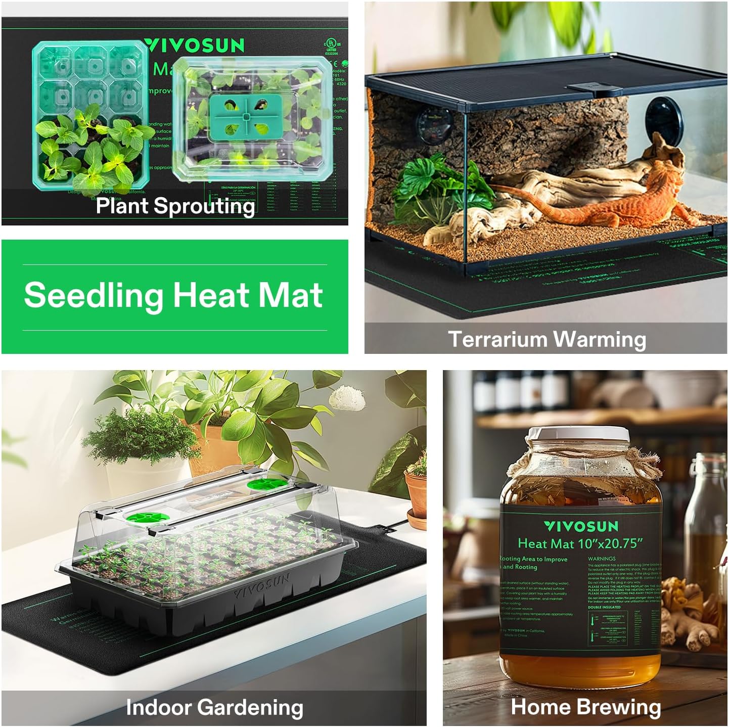 VIVOSUN 10"x 20.75" Seedling Heat Mat and Digital Thermostat Combo Set | UL & MET-Certified Warm Hydroponic Heating Pad