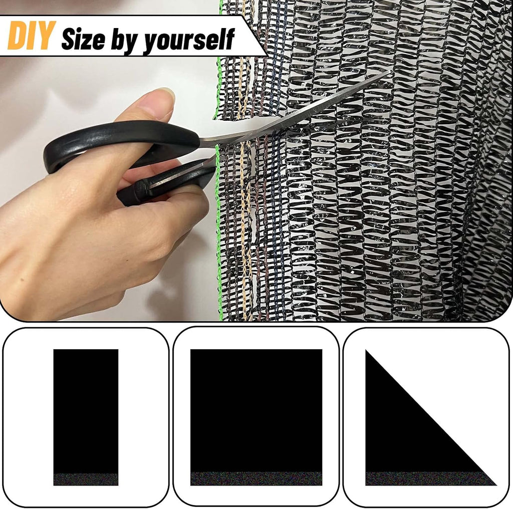 Cool Area Sun Shade Cloth Shade Net for Garden, 55% 10x20ft, Black | Made of New HDPE. Special Woven Hole Design. UV