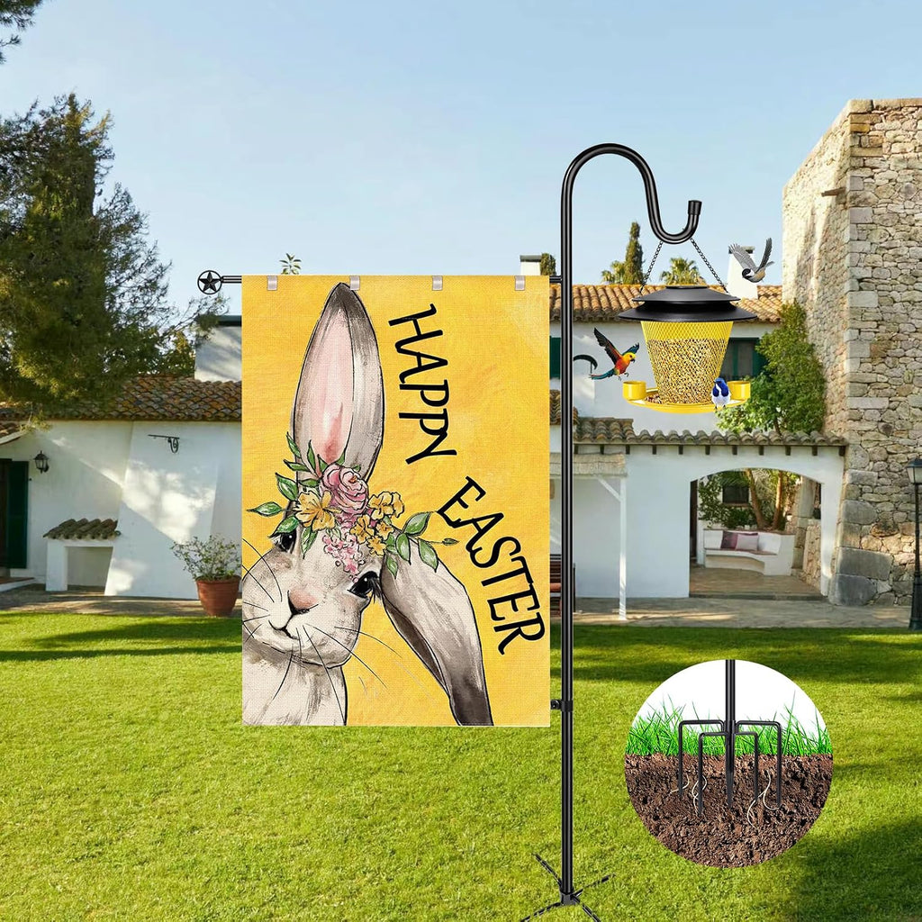 Garden Flag Stand for Outdoor,Heavy Duty Garden Flag Holder for 28x40 Flags, 62 Inches Gaden Flag Pole with Shepherd
