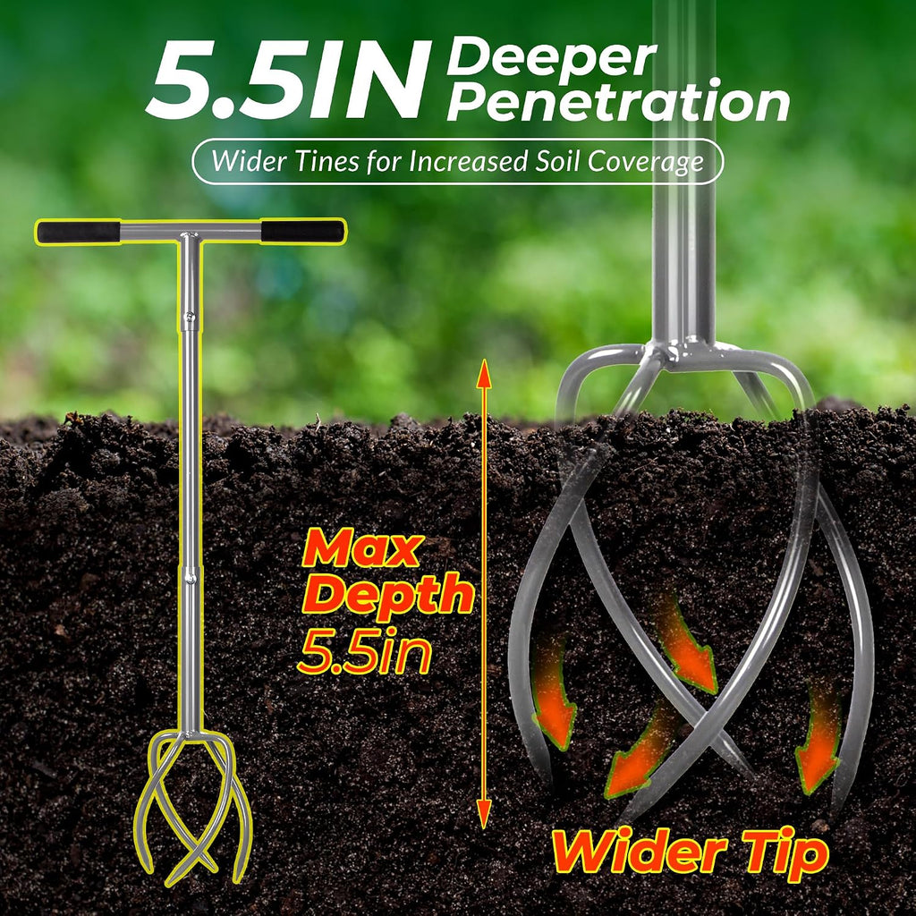 Walensee Twist Tiller with Large Steel Claw for Garden Soil Loosening | Manual Hand Tiller Cultivator, Large Steel