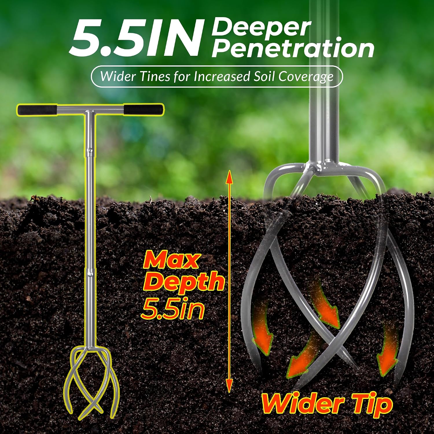 Walensee Twist Tiller with Large Steel Claw for Garden Soil Loosening | Manual Hand Tiller Cultivator, Large Steel