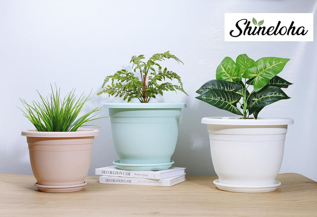 5 Packs 10 inch Flower Pots + Saucers, Large Indoor & Outdoor Pot | Large Flower Pot With Drainage Holes, Planters for