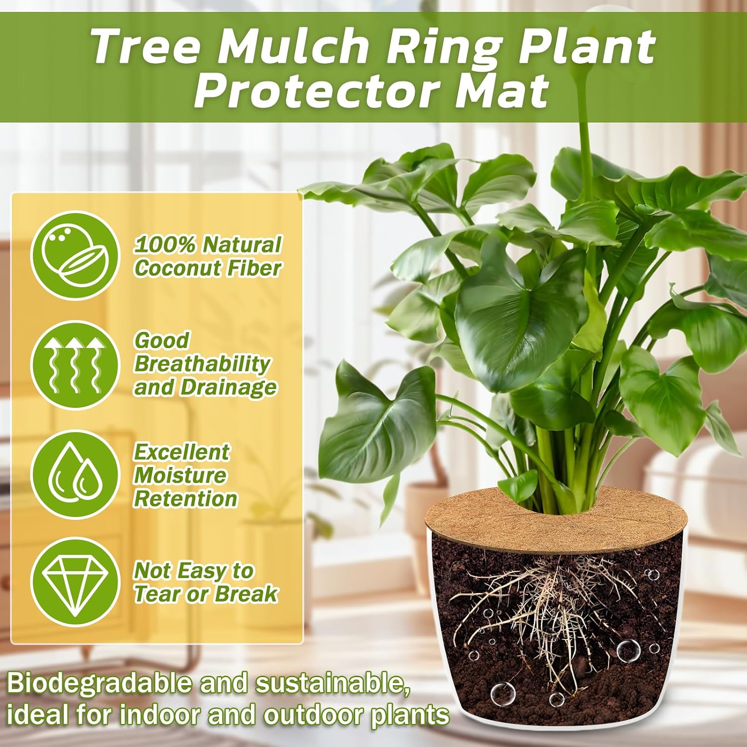 20 Pack Coconut Fiber Mulch Ring Tree Plant Protector Mat, 11.8 Inch | Natural Coco Coir Tree Mulch Ring Plant Pot Soil