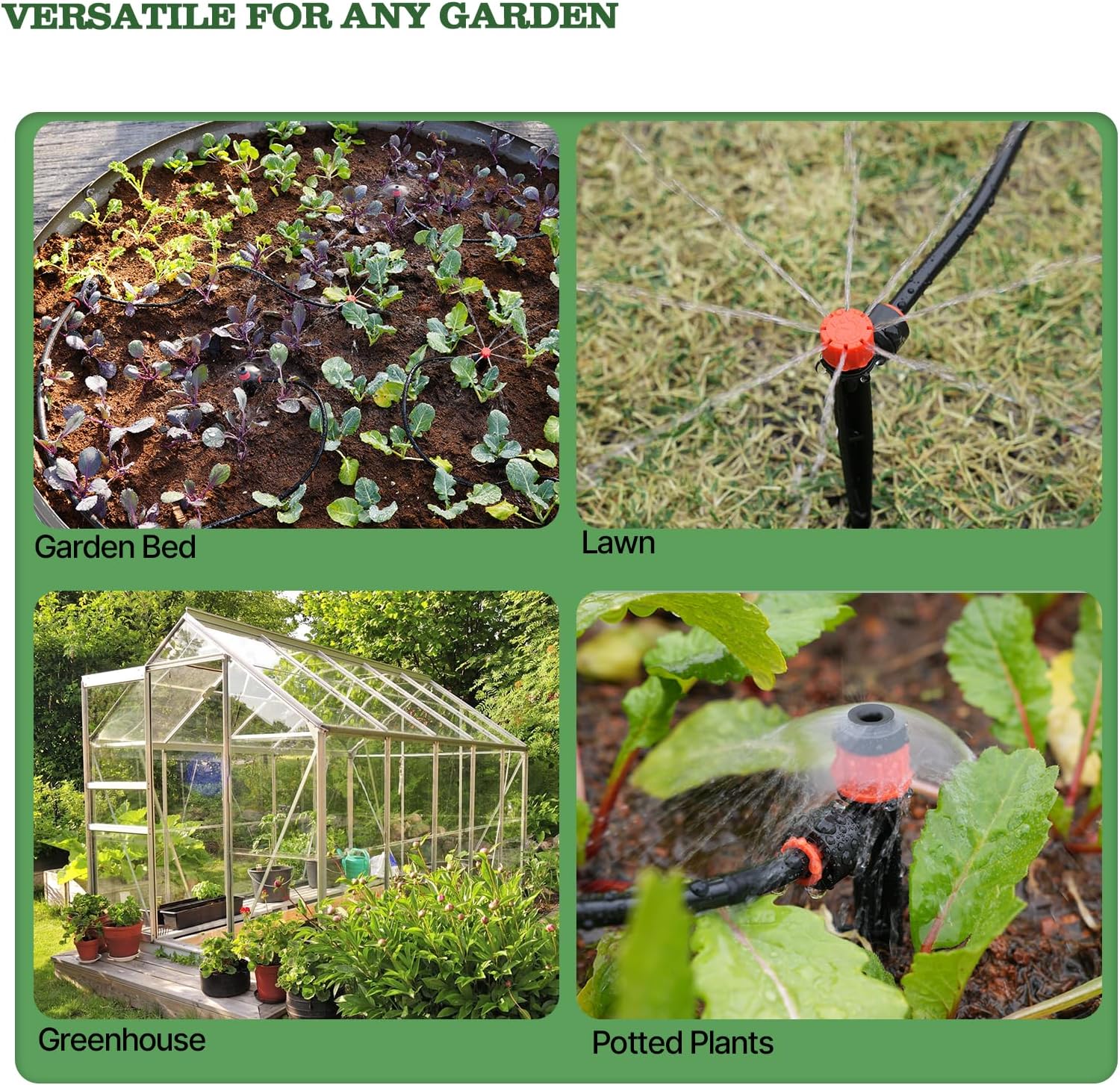 Anleolife 230FT Drip Irrigation System Kit, Complete Garden Watering System | Includes All Around 1/2" Mainline & 1/4"