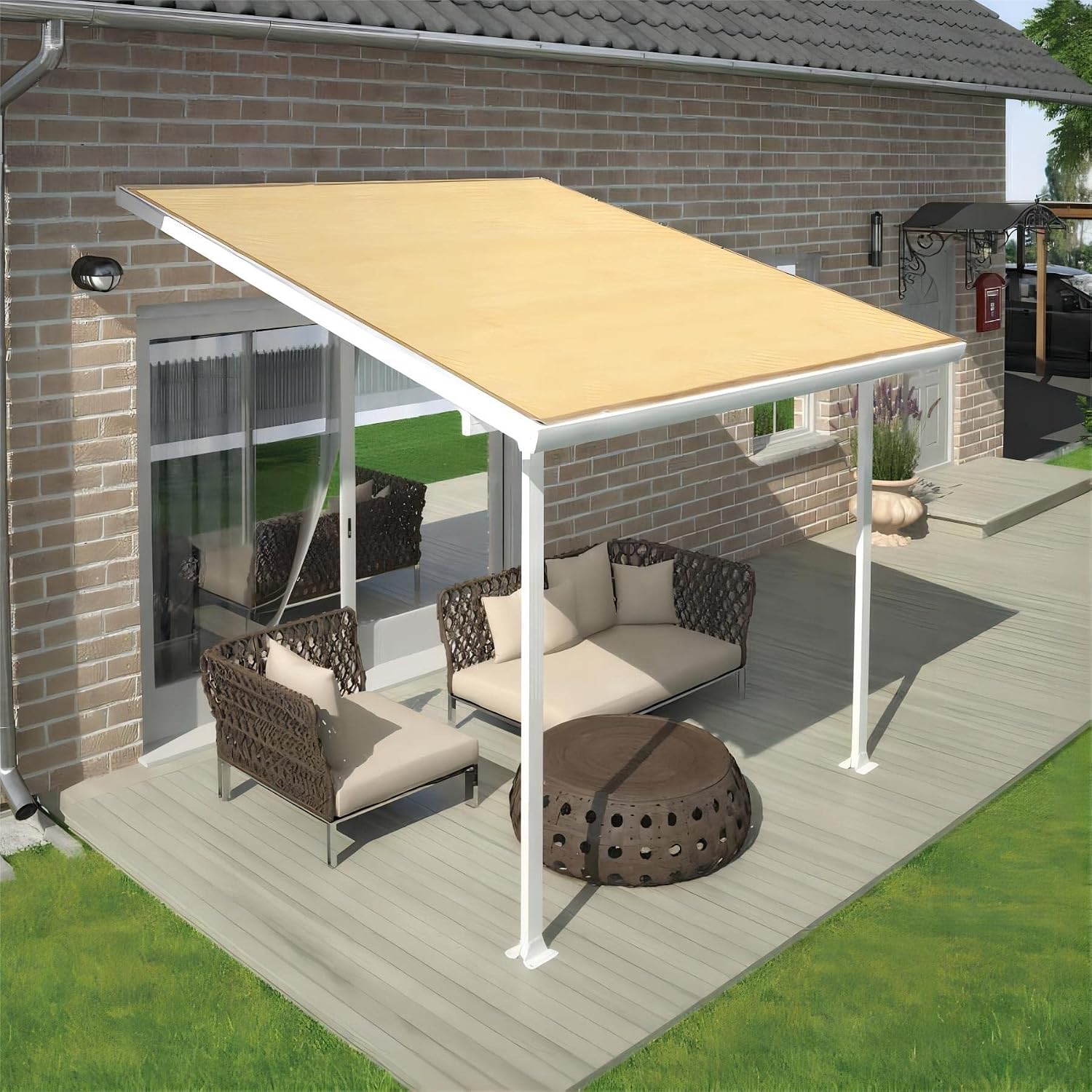 Shatex 90% Shade Fabric 6X 16ft Sun Shade Cloth Taped Edge with Grommets Sun-Block Mesh Shade for Pergola Cover Canopy
