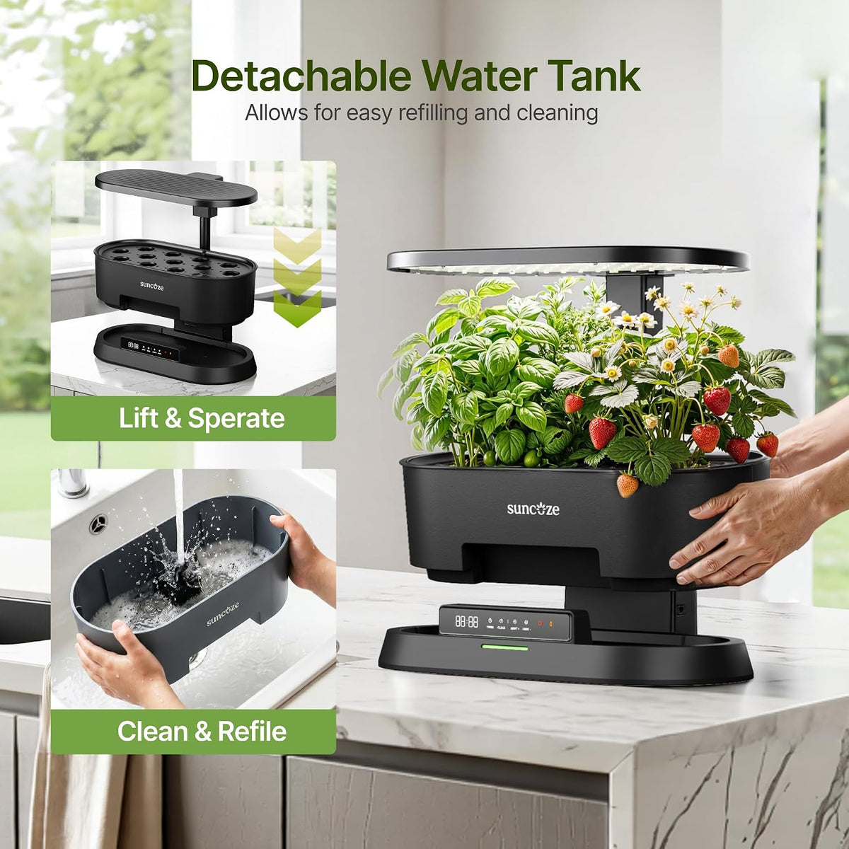 Hydroponics Growing System, Smart Panel, 5L Removable Tank, 36W LED | Dimmable Full Spectrum Grow Light, 12 Pods Indoor