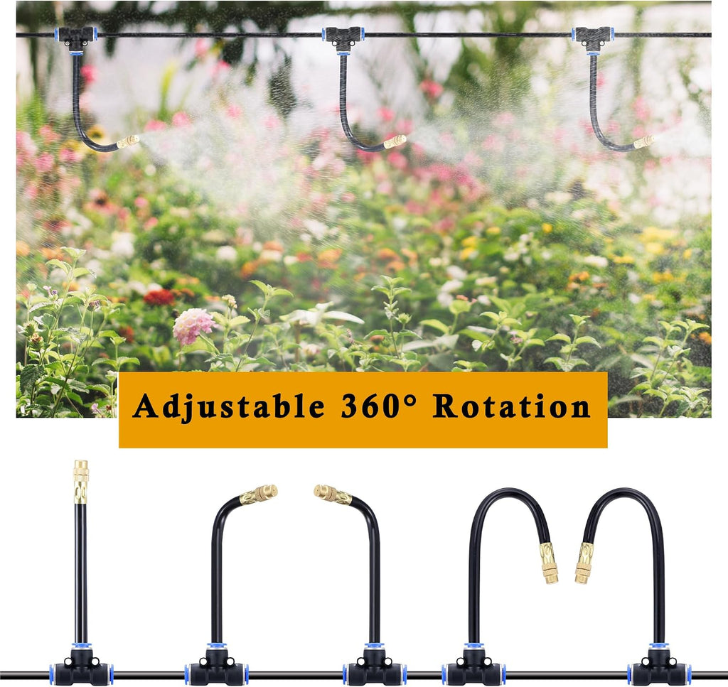 Drip Irrigation Kits Automatic Garden Irrigation System 360° Bending Nozzle | Includes 66FT 5/16 inch Irrigation Tubing