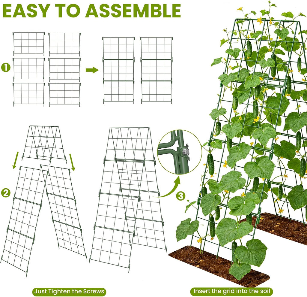 2 Pack Heavy Duty Adjustable A-Frame Trellis for Climbing Plants,48"x16", Rust-Proof Metal Garden Trellis with Dense