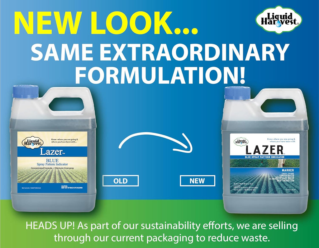 Liquid Harvest Lazer Blue - 32 Ounces - Concentrated Spray Pattern Indicator - Perfect Weed/ Fertilizer Marking Dye