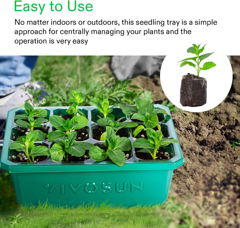 VIVOSUN 10"x20.75" Seedling Heat Mat and Digital Thermostat Combo, 6-Pack Seed Starter Trays, 72-Cell Seed Starter Kit