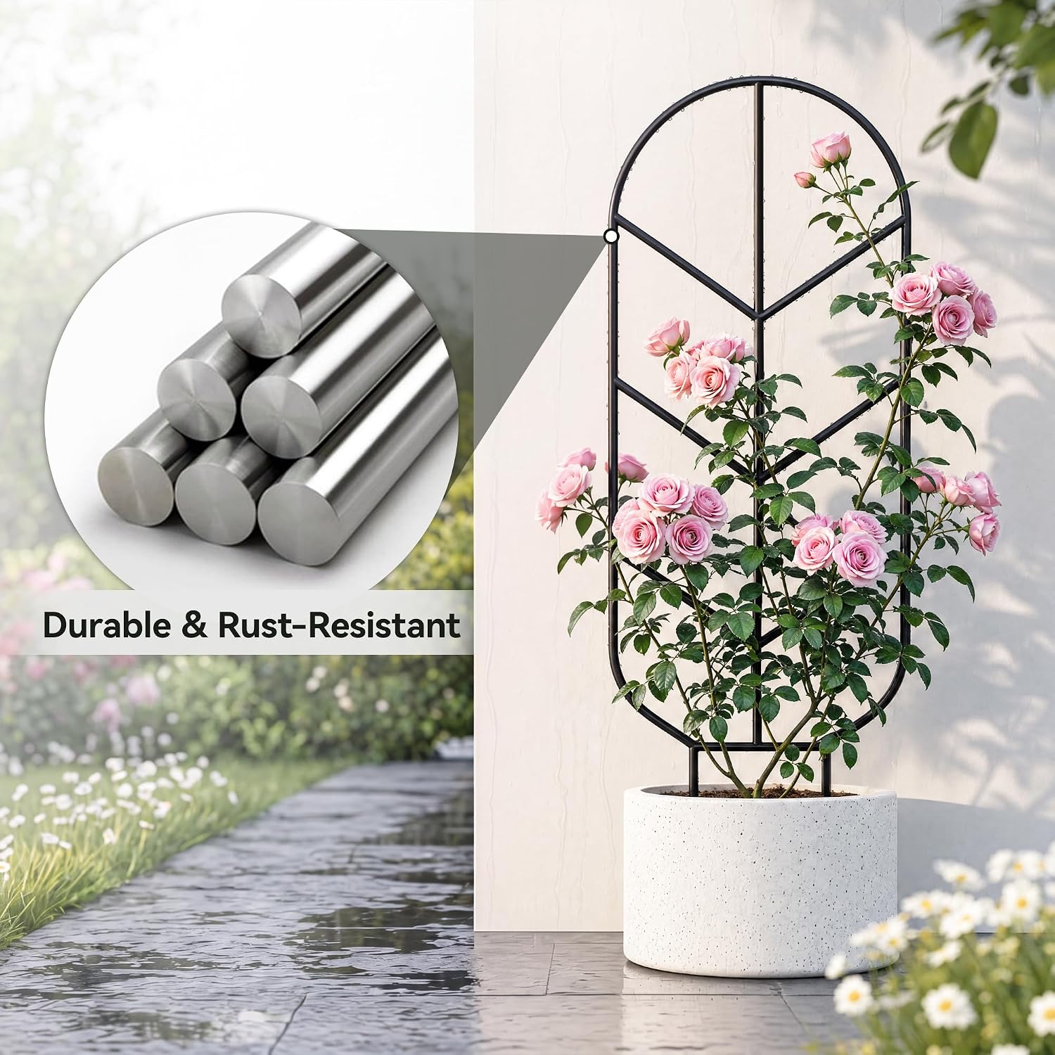 4 Pack 30'' Large Metal Plant Trellis for Climbing Plants, Tall Plant Support for Indoor & Outdoor Use, Modern