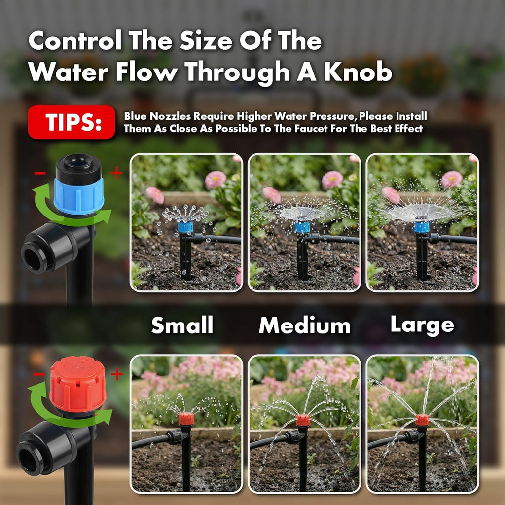 Drip Irrigation System 230FT Quick-Connect Drip Irrigation Kit with 1/4 inch 1/2 inch Irrigation Tubing Hose and