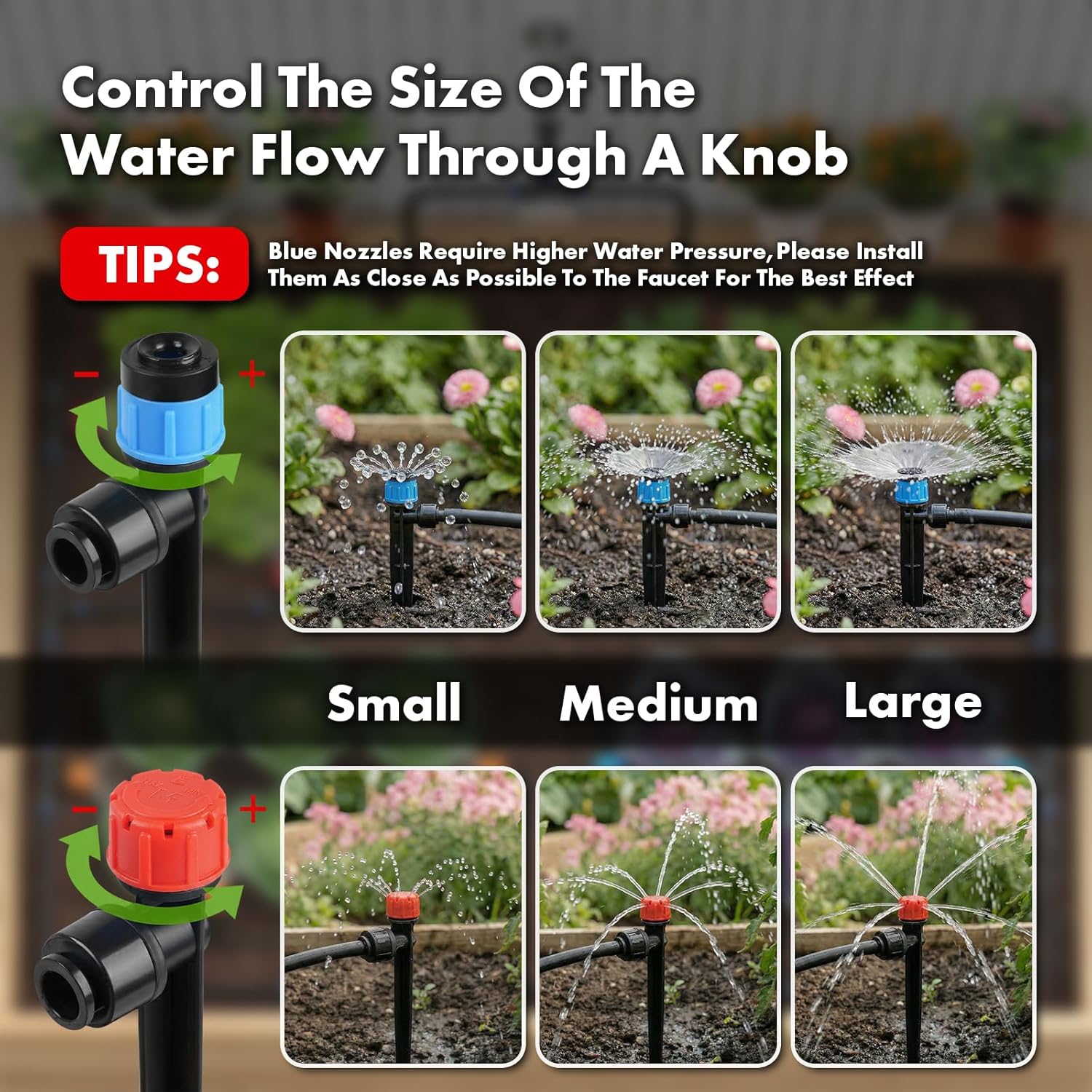 Drip Irrigation System 230FT Quick-Connect Drip Irrigation Kit with 1/4 inch 1/2 inch Irrigation Tubing Hose and