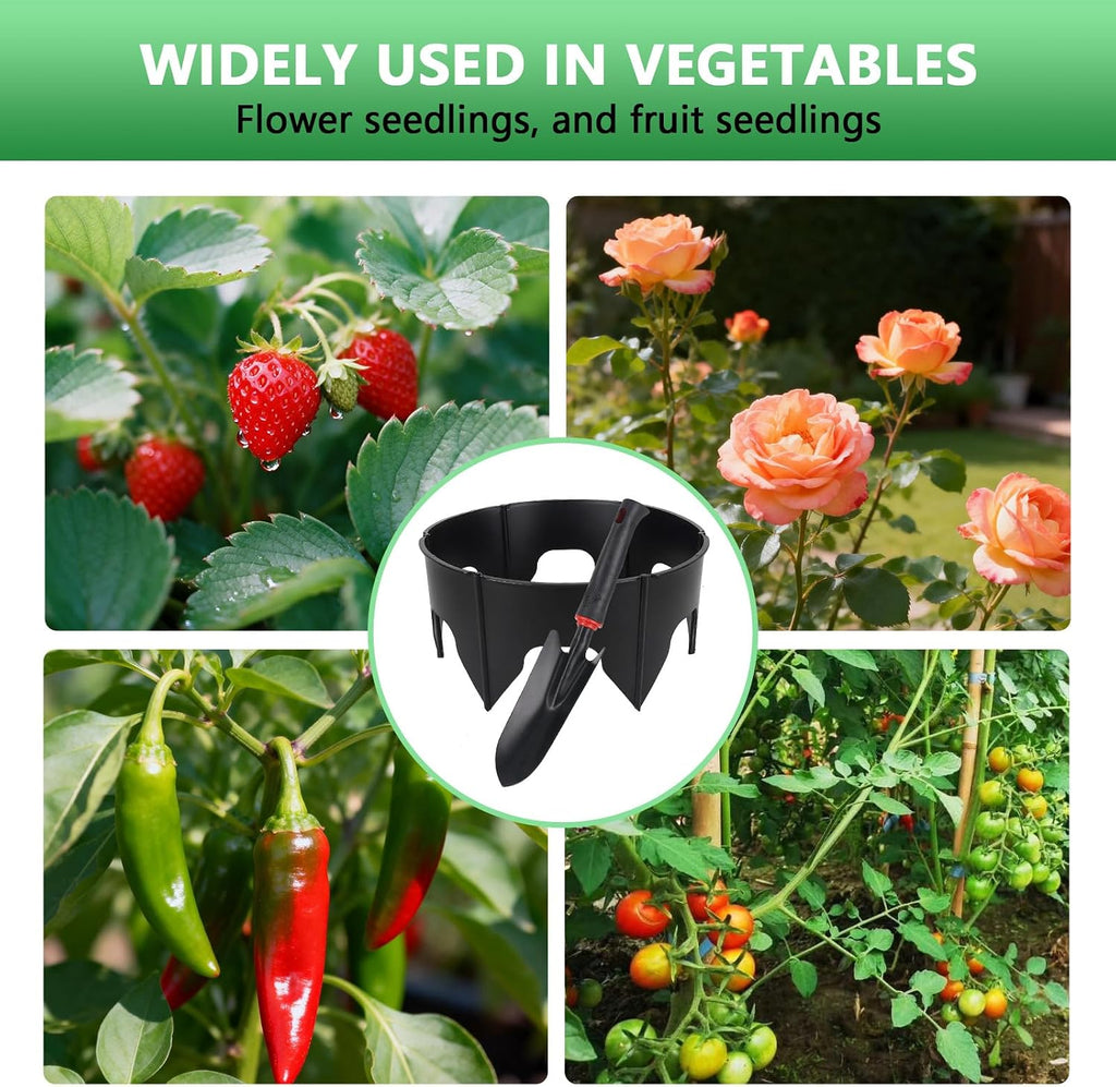 48PCS Planting Grow Rings with Shovel, Diameter Range 8.3-15.7in Adjustable Round Plant Support Garden Circle Ring for