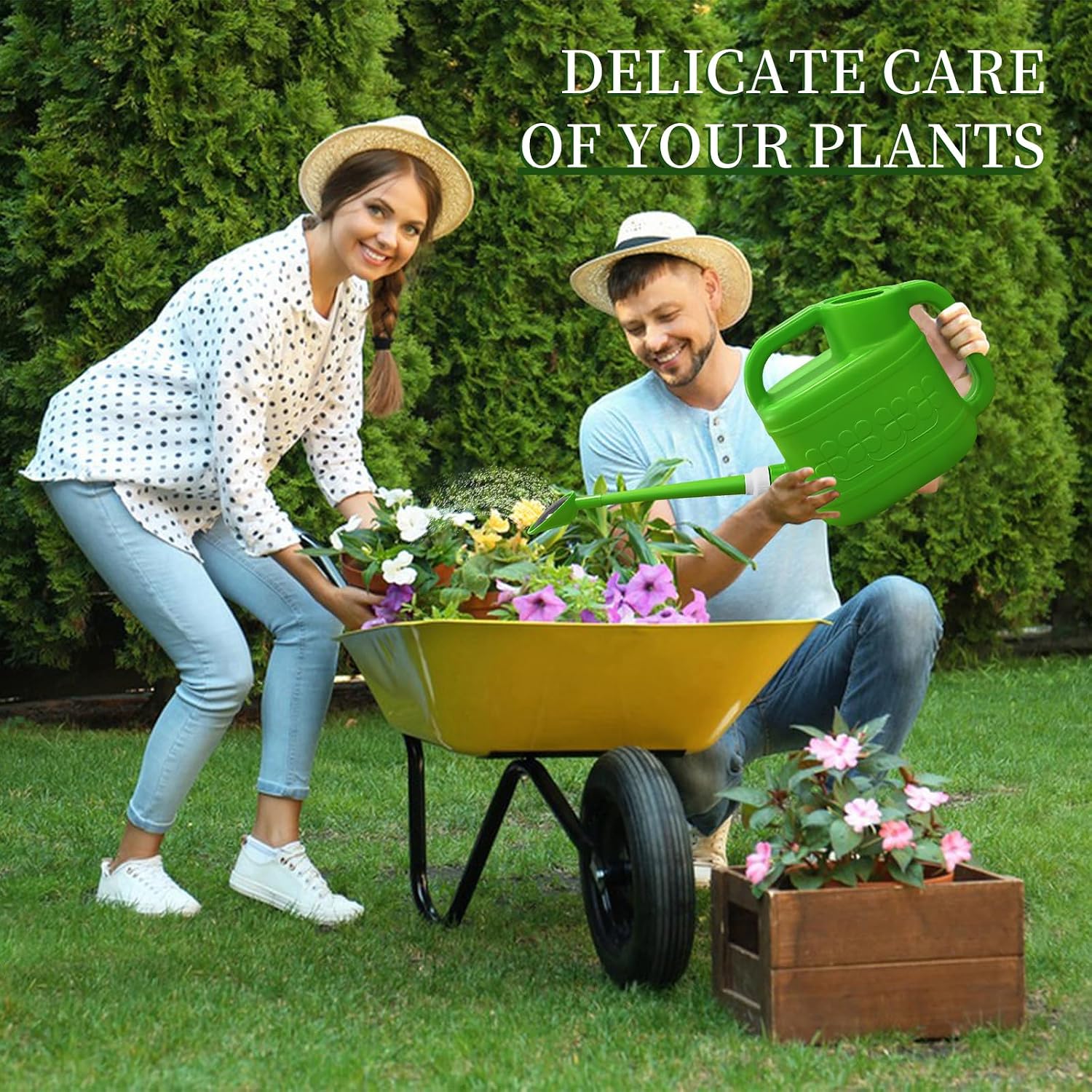2 Gallon Watering Can, Large Garden Watering Can for Outdoor Plants | Removable Long Spout, Detachable Stainless Steel