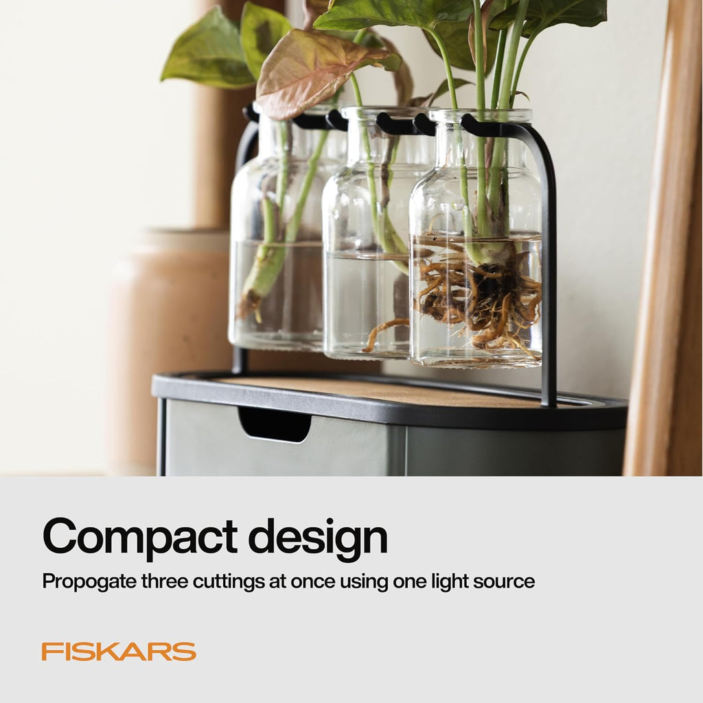 Fiskars Plant Propagation Station, Hydroponic System for Indoor Gardening | Glass Test Tube Vases w/ Metal Rack &