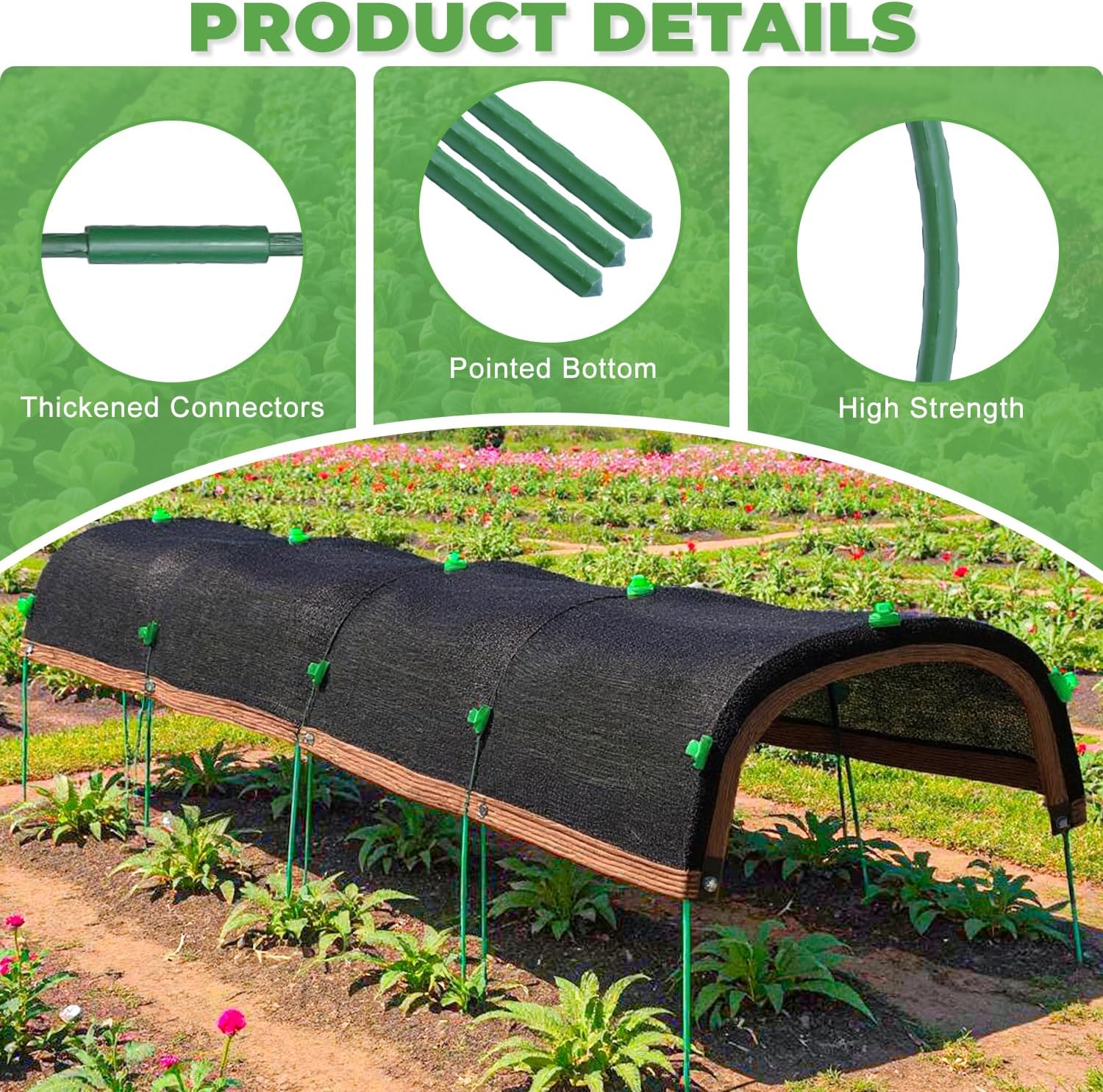 2026 Upgraded Garden Shade Cloth Kit 78.7"x59" Garden Shade Cloth for Plants Heat Protection with 5 Sets Garden Hoops