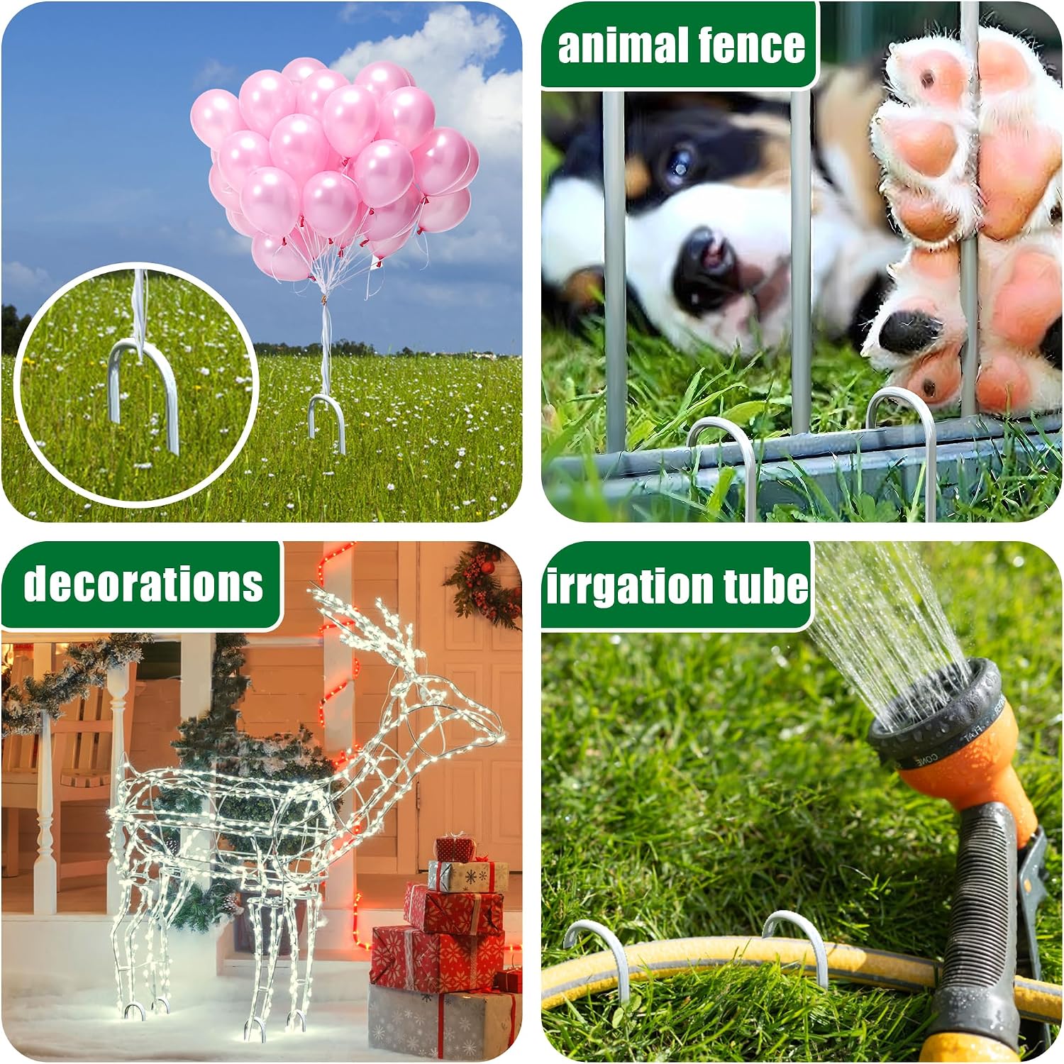200 Pack Garden Stakes 6 Inch U-Shaped Drip Irrigation Stakes Galvanized Landscape Staples Garden Pins Yard Lawn Ground