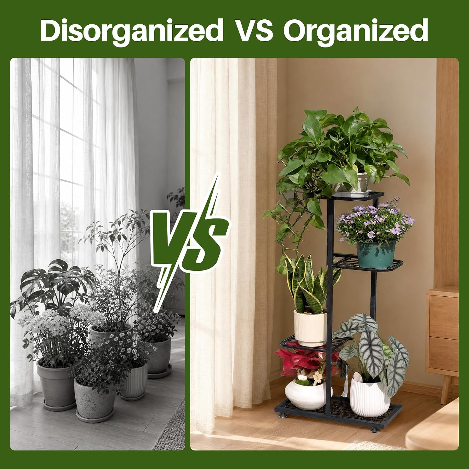 4‑Tier Tall Metal Plant Stand Corner Designed Flower Pot Holder Suitable For Indoor & Outdoor Use Ideal for balconies