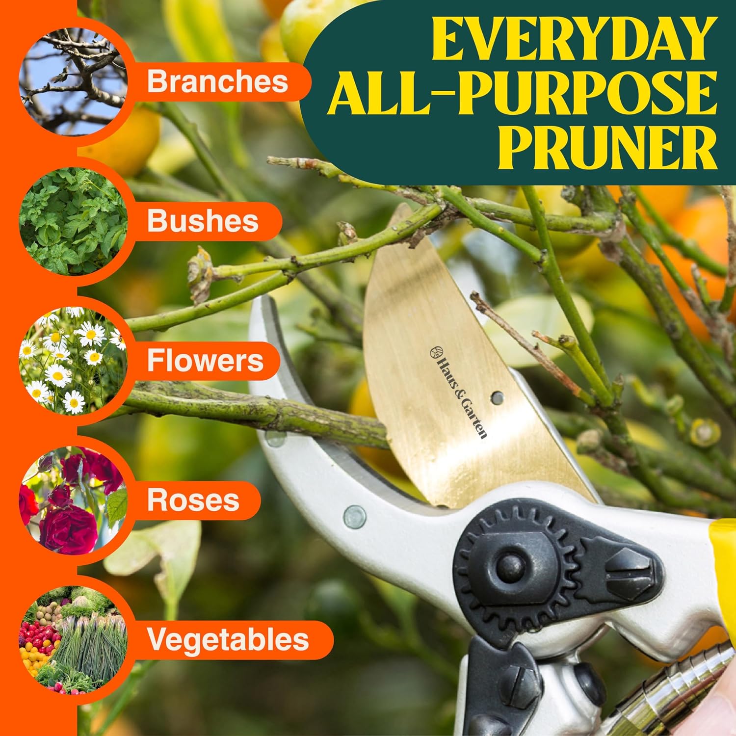 Haus & Garten ClassicPRO 8.5" Premium Titanium Bypass Garden Shears - Use as Pruners, Pruning Shears for Gardening