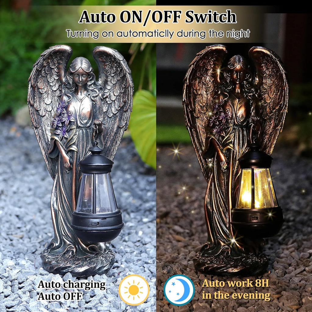 VChymm Solar Angel Outdoor Garden Decor Statues – 13.2 inches Solar Outdoor Sculptures for Outside Yard Art Patio