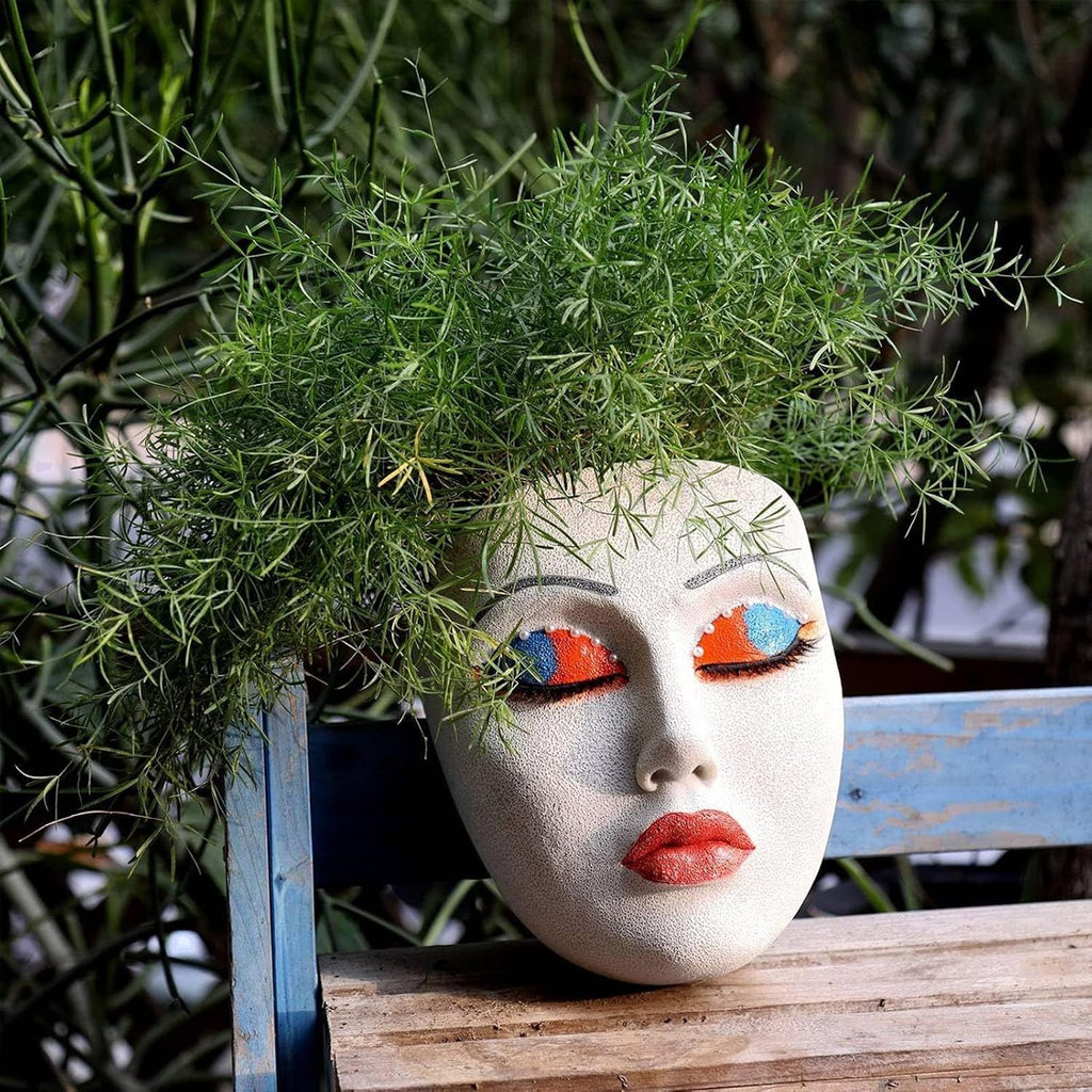 Yosoo Human Face Planter Pot, Resin Wall Hanging Flower Pot, Creative Decoration for Home and Garden (2)