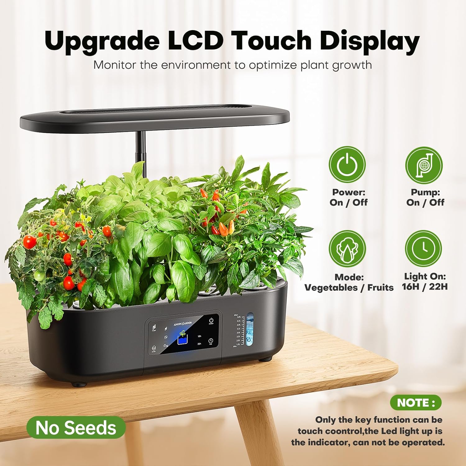 Hydroponics Growing System Kit: 12 Pods with LCD Control Panel | Indoor Herb Garden with Grow Light, Planting Height Up