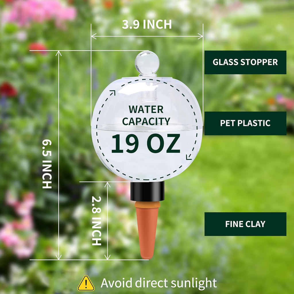 Soilagua 19 oz Extra Large Plant Self Watering Globes Top Fill, Plastic Water Bulbs, Slow Release Terracotta Self