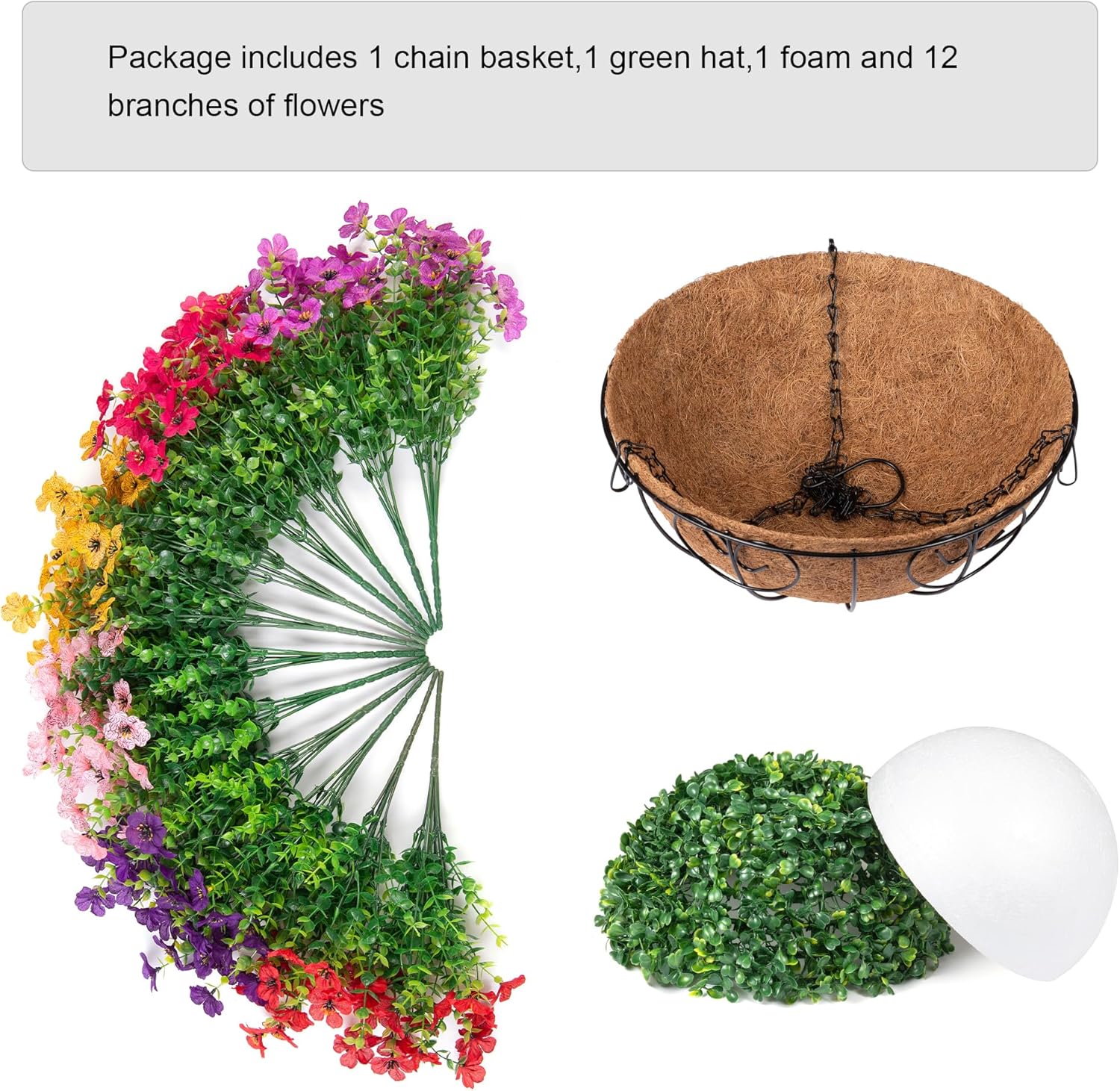 Artificial Fake Hanging Plants Flowers with Basket Outdoor Decor Faux Silk Dasiy Flower Arrangements in Pot Planter for