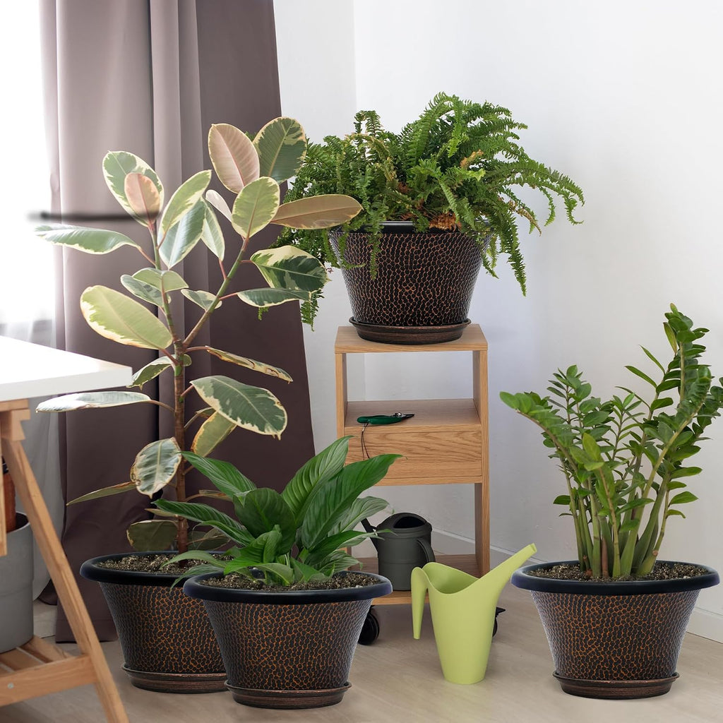 Quarut 12 Inch Pots for Plants,4 Pack Large Flower Pots with Drainage Hole | Modern Planters for Indoor Outdoor